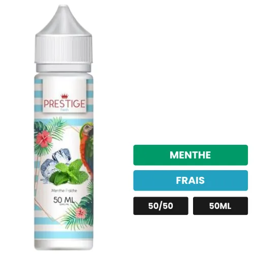 E-liquide Menthe Fraîche de Prestige Fruits, 50 ml, saveurs menthe et frais.