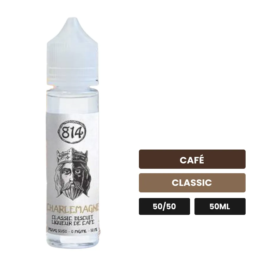 E-liquide Charlemagne de 814, 50 ml, saveurs café et classic.