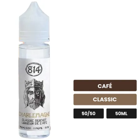 E-liquide Charlemagne de 814, 50 ml, saveurs café et classic.