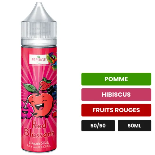 E-liquide Red Blossom Oasis de Prestige Fruits, 50 ml, saveurs pomme, hibiscus et fruits rouges.