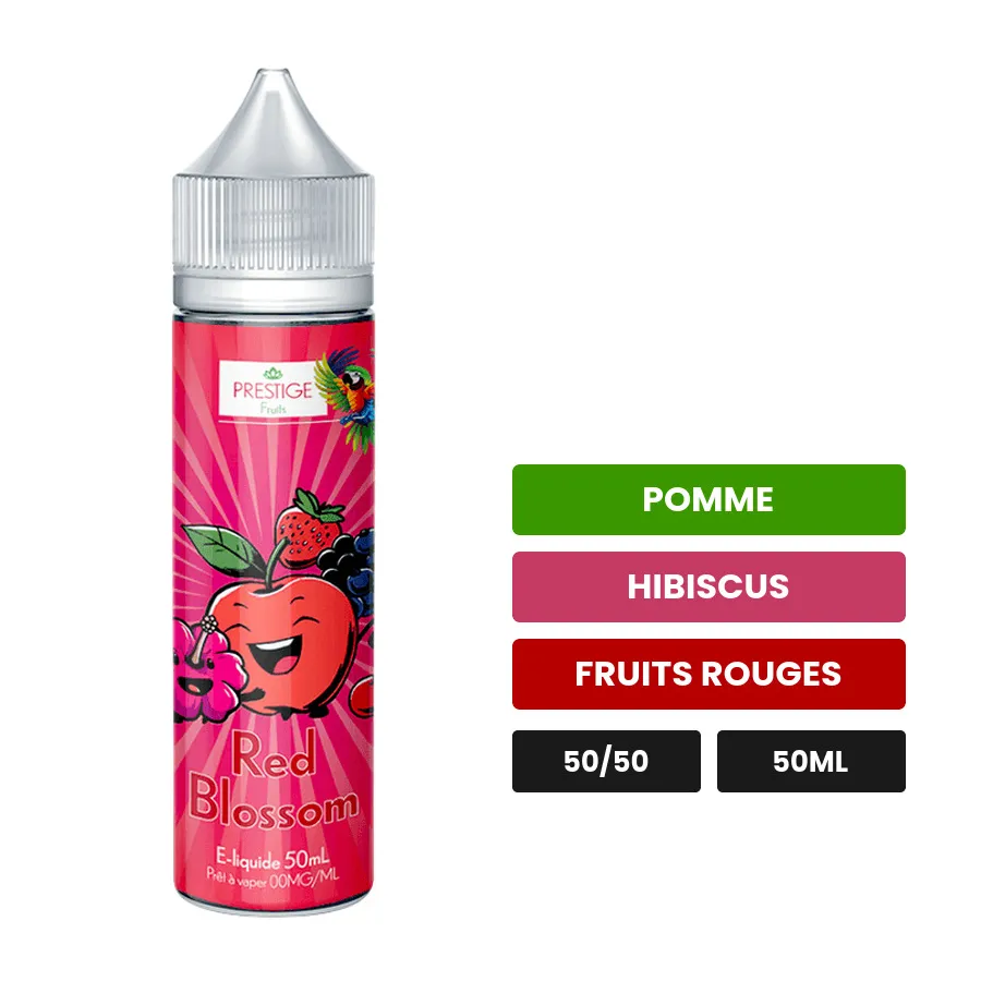 E-liquide Red Blossom Oasis de Prestige Fruits, 50 ml, saveurs pomme, hibiscus et fruits rouges.