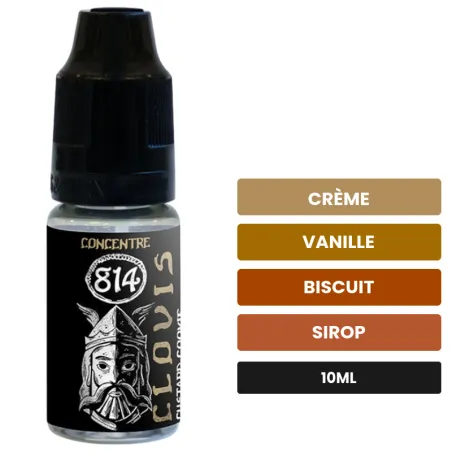 Arome concentre Clovis de 814, 10 ml, saveurs crème, vanille, biscuit et 4 autres, sans nicotine — arôme à diluer de nicotine.