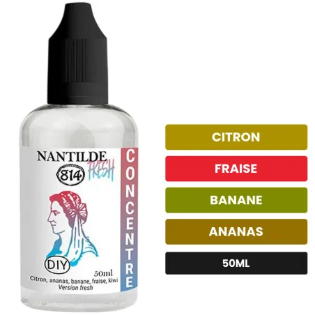 Arome concentre Nantilde Fresh de 814, 50 ml, saveurs citron, fraise, banane et 4 autres.