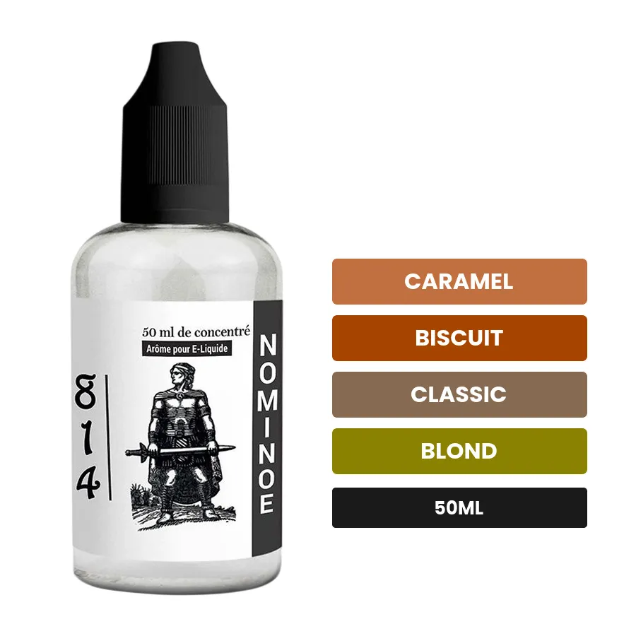Arome concentre Nominoë de 814, 50 ml, saveurs caramel, biscuit, classic et 1 autre.