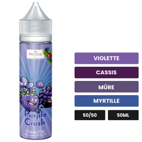 E-liquide Purple Crush Oasis de Prestige Fruits, 50 ml, saveurs violette, cassis, mûre et 1 autre.