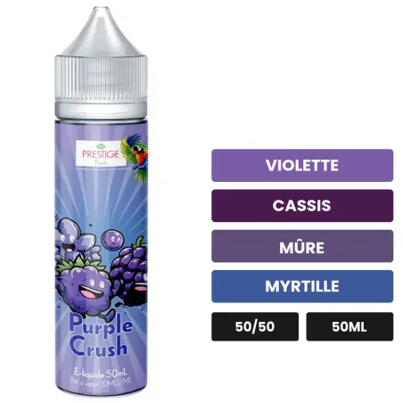 E-liquide Purple Crush Oasis de Prestige Fruits, 50 ml, saveurs violette, cassis, mûre et 1 autre.