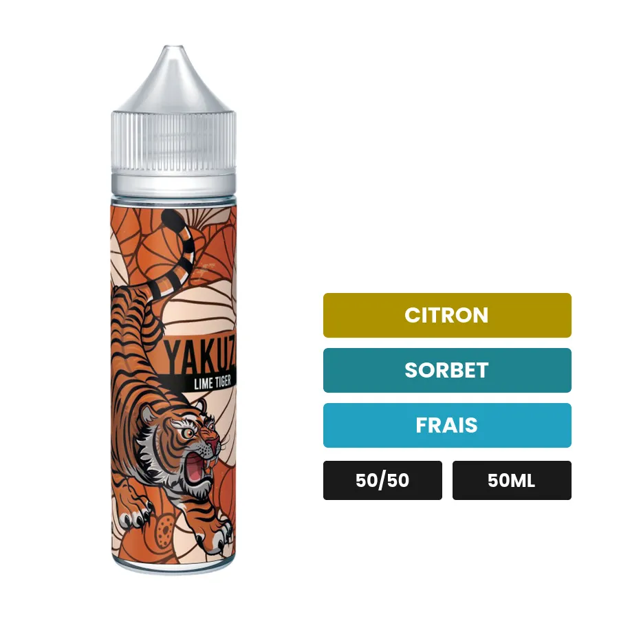 E-liquide Lime Tiger Yakuza, 50 ml, saveurs citron, sorbet et frais.