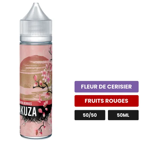 E-liquide Sakura Berries Yakuza, 50 ml, saveurs fleur de cerisier et fruits rouges.