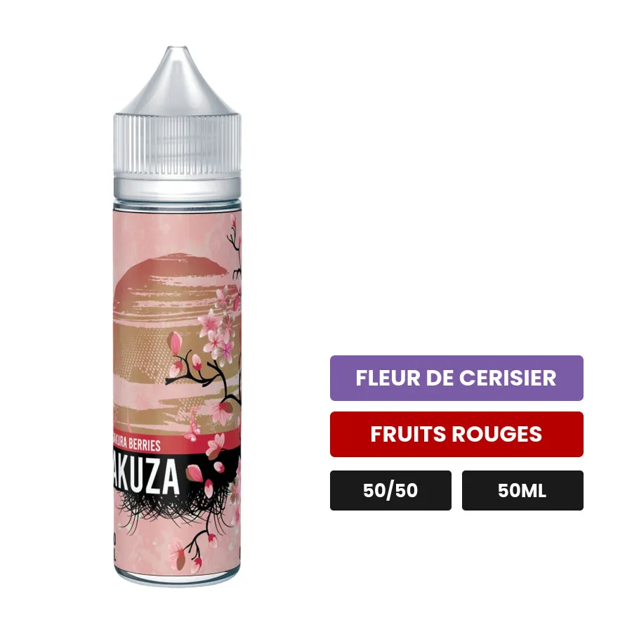E-liquide Sakura Berries Yakuza, 50 ml, saveurs fleur de cerisier et fruits rouges.