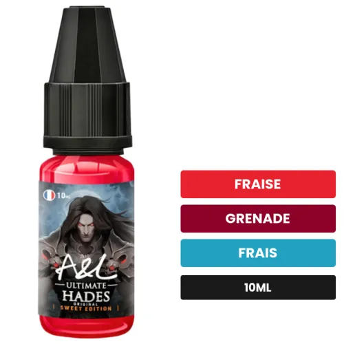Arome concentre Hades Sweet Edition d'A&l, 10 ml, saveurs fraise, grenade et frais.