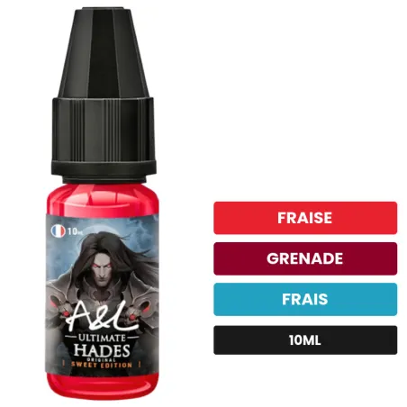 Arome concentre Hades Sweet Edition d'A&l, 10 ml, saveurs fraise, grenade et frais.