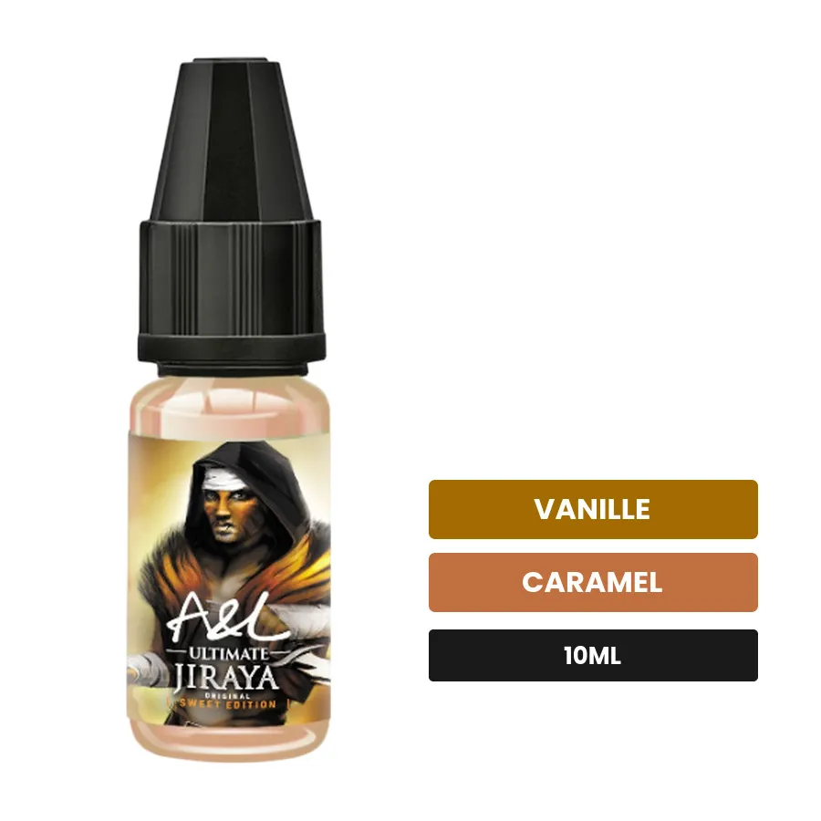 Arome concentre Jiraya Sweet Edition d'A&l, 10 ml, saveurs vanille et caramel.