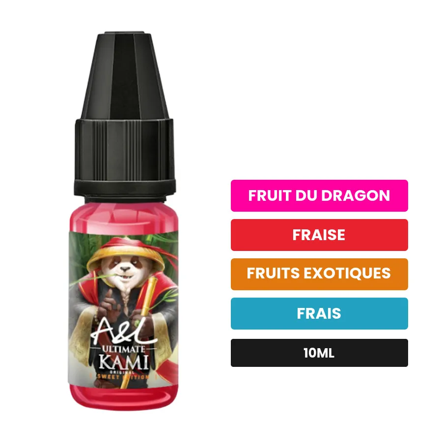 Arome concentre Kami Sweet Edition d'A&l, 10 ml, saveurs fruit du dragon, fraise, fruits exotiques et 1 autre.