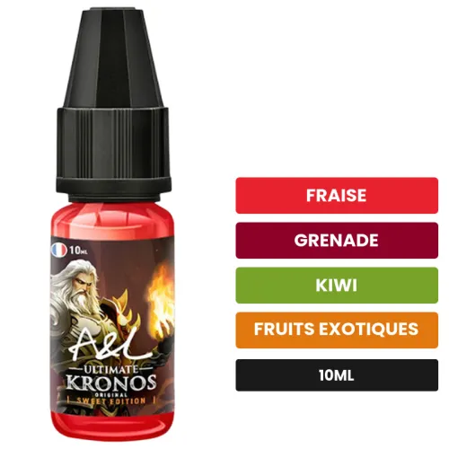 Arome concentre Kronos Sweet Edition d'A&l, 10 ml, saveurs fraise, grenade, kiwi et 2 autres.