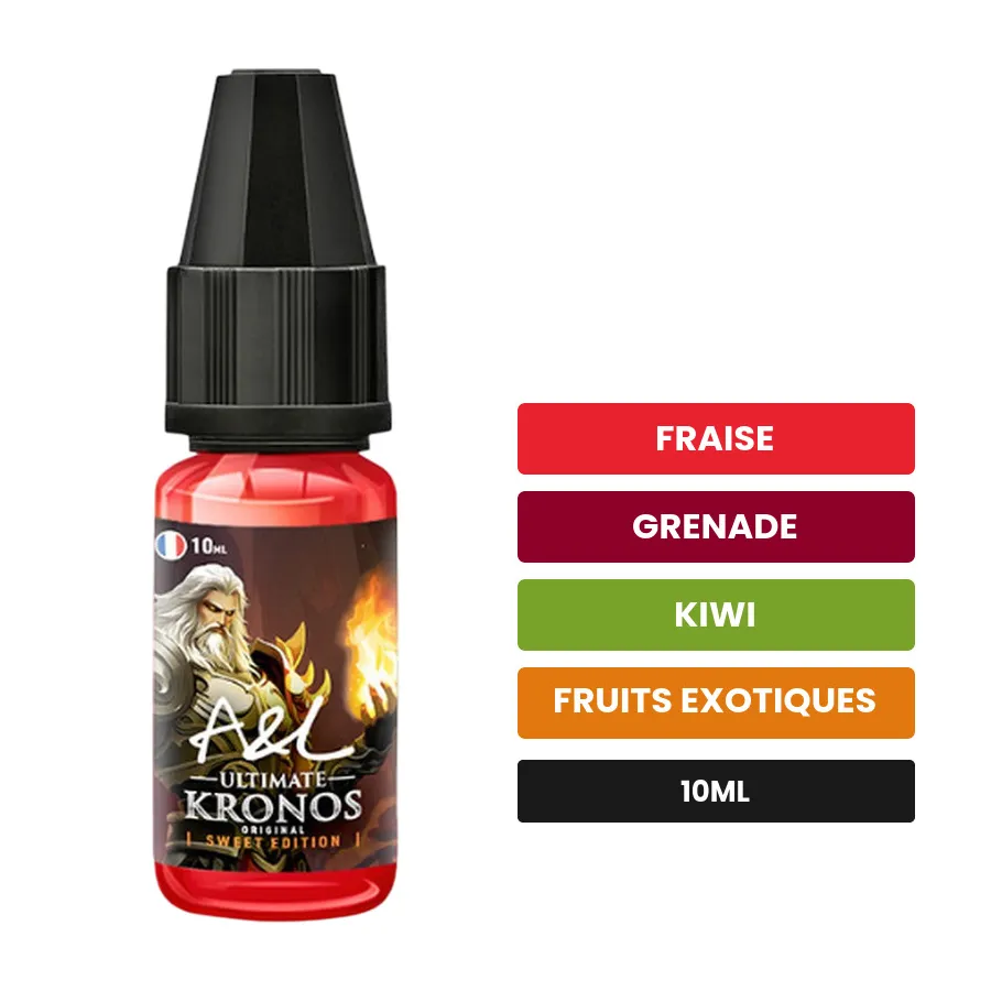 Arome concentre Kronos Sweet Edition d'A&l, 10 ml, saveurs fraise, grenade, kiwi et 2 autres.