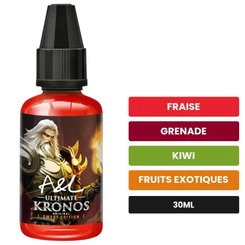 Arome concentre Kronos Sweet Edition d'A&l, 30 ml, saveurs fraise, grenade, kiwi et 2 autres.