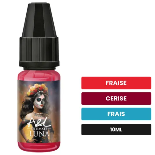 Arome concentre Luna Sweet Edition d'A&l, 10 ml, saveurs fraise, cerise et frais.