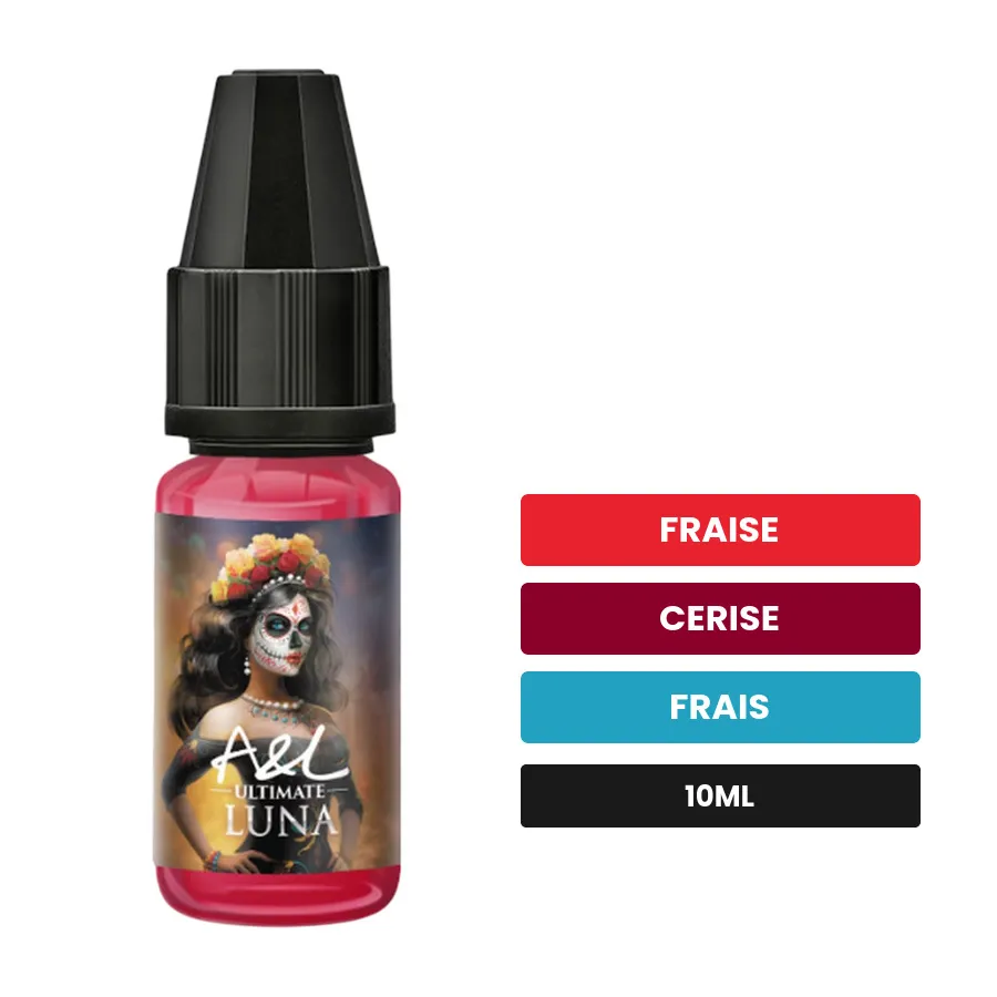 Arome concentre Luna Sweet Edition d'A&l, 10 ml, saveurs fraise, cerise et frais.