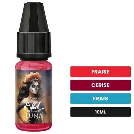 Arome concentre Luna Sweet Edition d'A&l, 10 ml, saveurs fraise, cerise et frais.