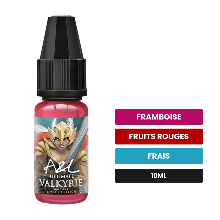 Arome concentre Valkyrie Sweet Edition d'A&l, 10 ml, saveurs framboise, fruits rouges et frais.