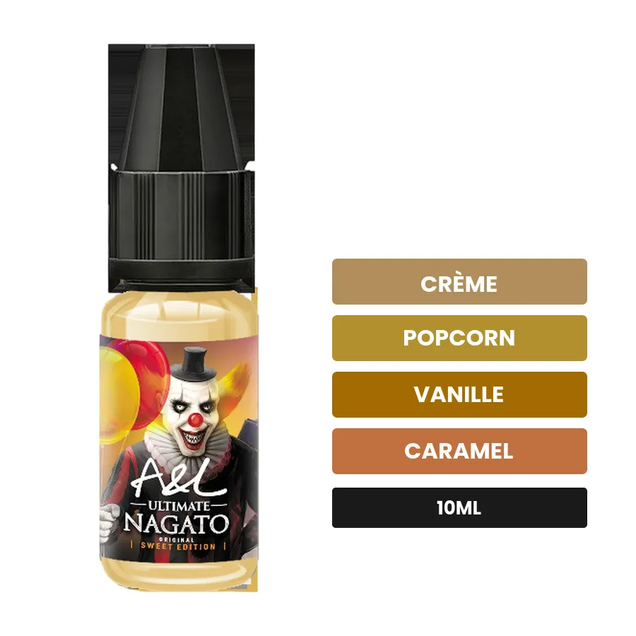 Arome concentre Nagato Sweet Edition d'A&l, 10 ml, saveurs crème, popcorn, vanille et 1 autre.