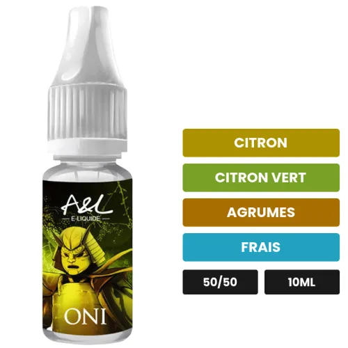E-liquide Oni d'A&l, 10 ml, saveurs citron, citron vert, agrumes et 1 autre.