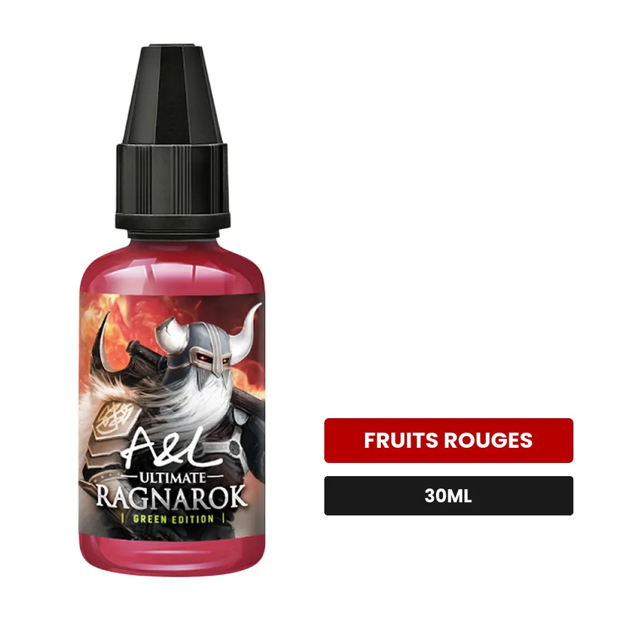 Arome concentre Ragnarok Green Edition d'A&l, 30 ml, saveur fruits rouges.