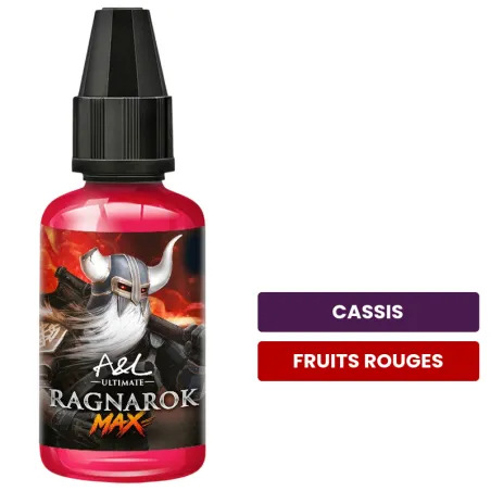 Arome concentre Ragnarok MAX d'A&l, saveurs cassis et fruits rouges.