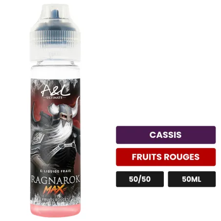 E-liquide Ragnarok MAX d'A&l, 50 ml, saveurs cassis et fruits rouges.
