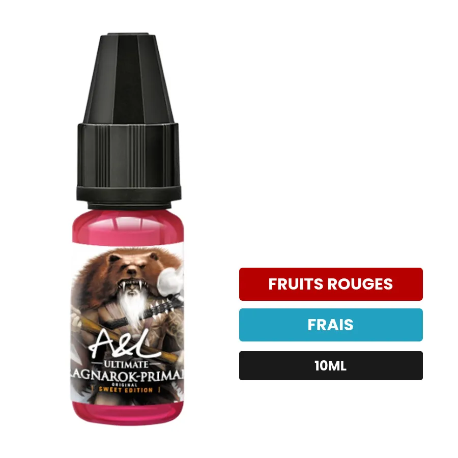 Arome concentre Ragnarok Primal d'A&l, 10 ml, saveurs fruits rouges et frais.