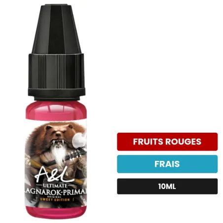Arome concentre Ragnarok Primal d'A&l, 10 ml, saveurs fruits rouges et frais.