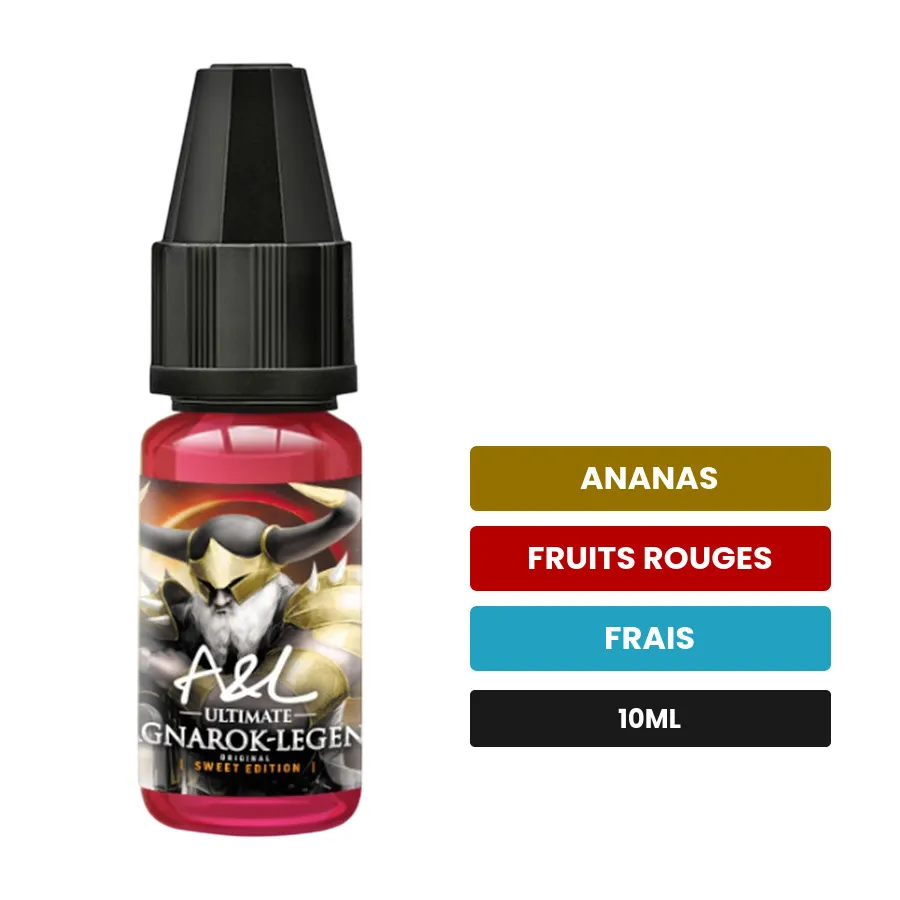 Arome concentre Ragnarok Legend d'A&l, 10 ml, saveurs ananas, fruits rouges et frais.