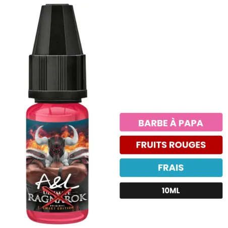 Arome concentre Ragnarok X d'A&l, 10 ml, saveurs barbe à papa, fruits rouges et frais.