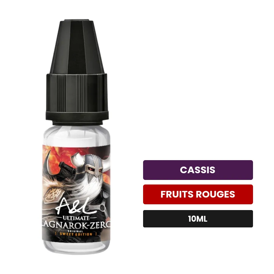 Arome concentre Ragnarok Zero d'A&l, 10 ml, saveurs cassis et fruits rouges.