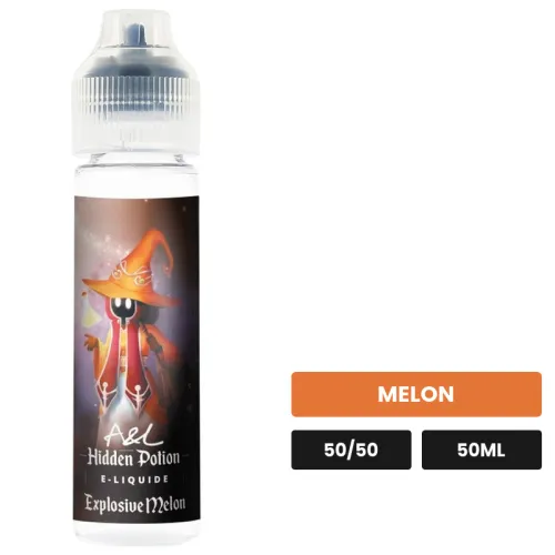 E-liquide Explosive Melon d'A&l, 50 ml, saveur melon.