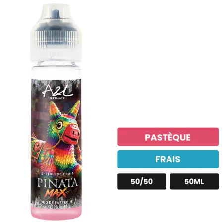 E-liquide Pinata MAX d'A&l, 50 ml, saveurs pastèque et frais.