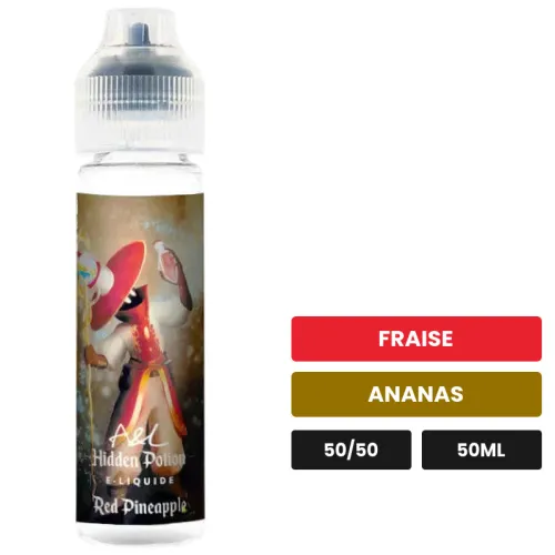 E-liquide Red Pineapple d'A&l, 50 ml, saveurs fraise et ananas.