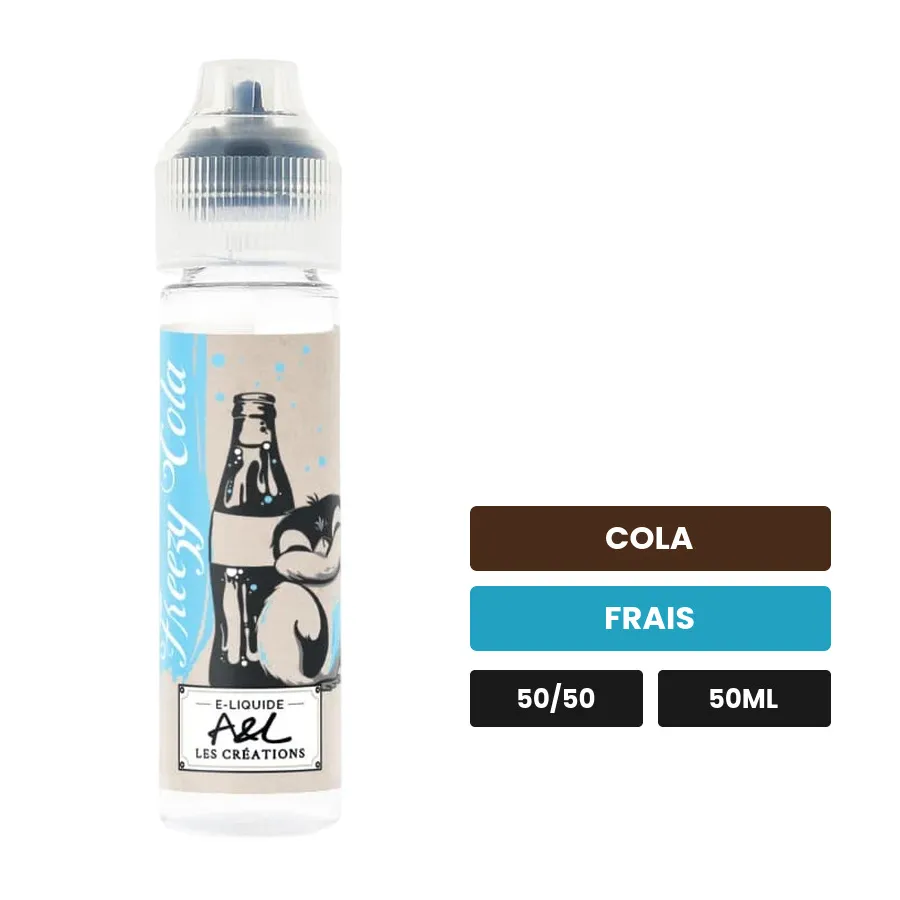 E-liquide Freezy Cola d'A&l, 50 ml, saveurs cola et frais.
