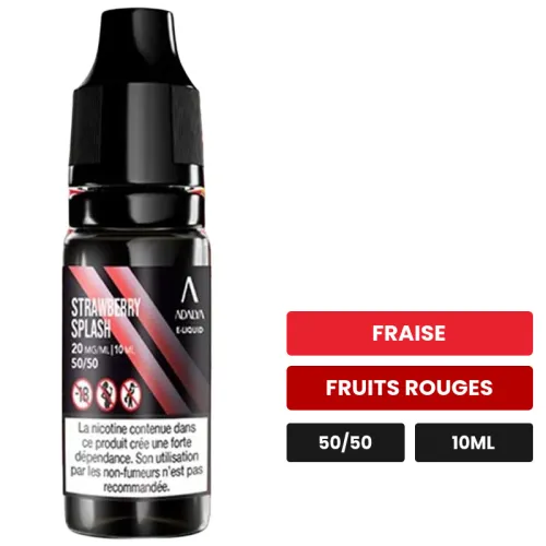 E-liquide Strawberry Splash d'Adalya, 10 ml, saveurs fraise et fruits rouges.