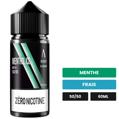 E-liquide Menthol d'Adalya, 60 ml, saveurs menthe et frais.