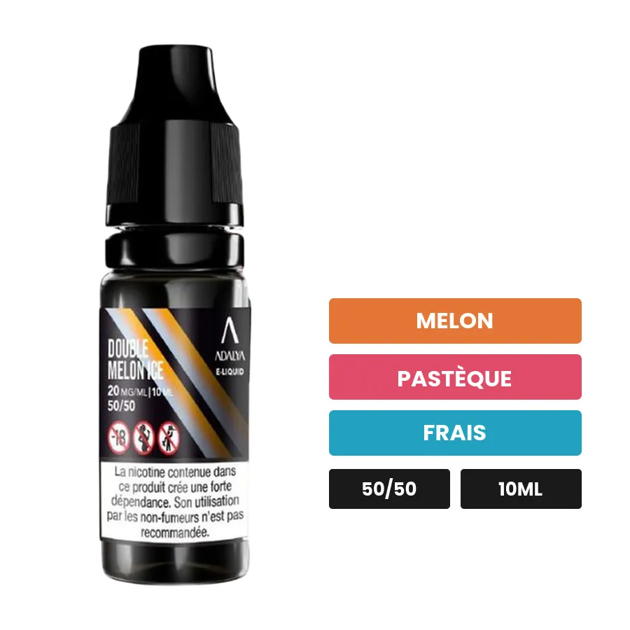 E-liquide Double Melon Ice d'Adalya, 10 ml, saveurs melon, pastèque et frais.