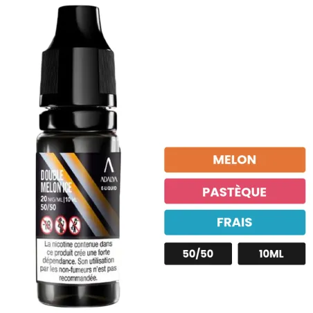 E-liquide Double Melon Ice d'Adalya, 10 ml, saveurs melon, pastèque et frais.