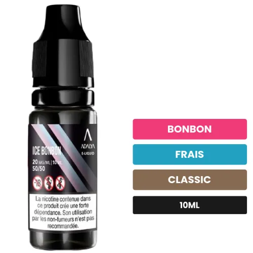 E-liquide Ice Bonbon d'Adalya, 10 ml, saveurs bonbon, frais et classic.
