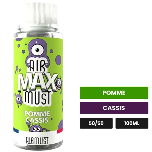 E-liquide Pomme Cassis d'Airmust, 100 ml, saveurs pomme et cassis.