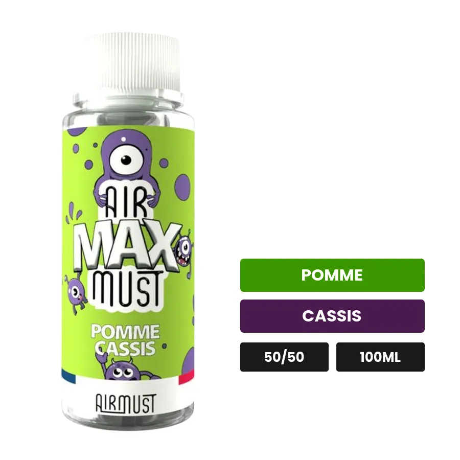 E-liquide Pomme Cassis d'Airmust, 100 ml, saveurs pomme et cassis.
