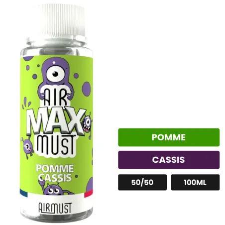 E-liquide Pomme Cassis d'Airmust, 100 ml, saveurs pomme et cassis.