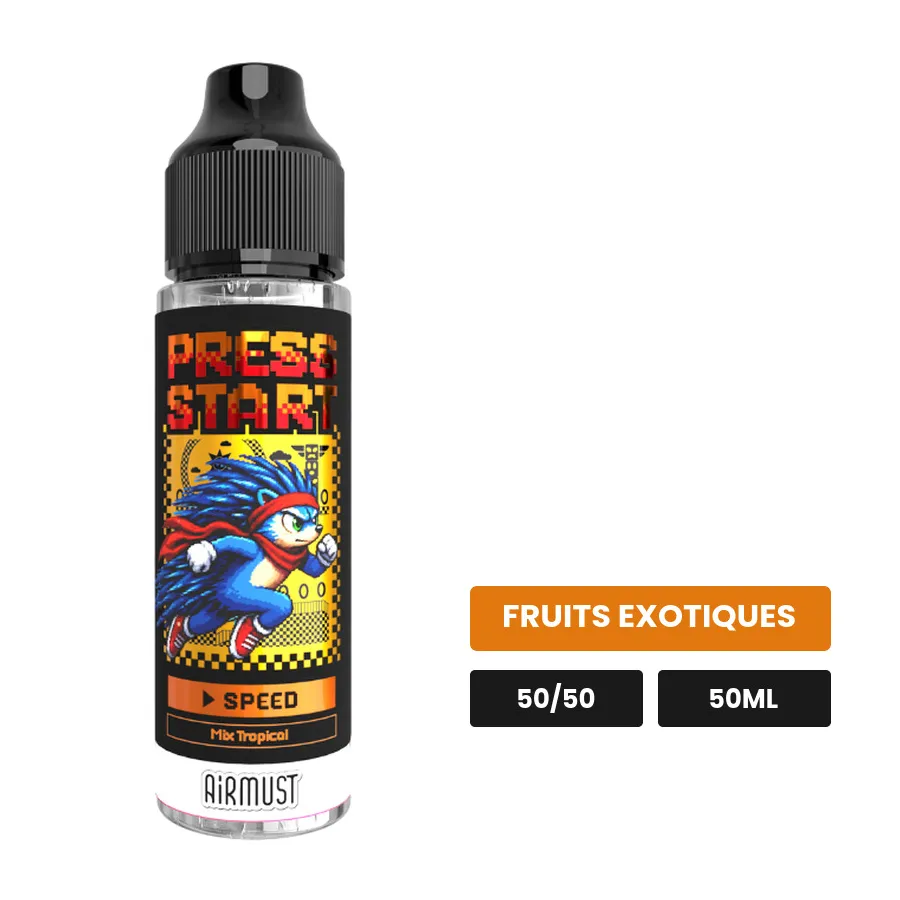 E-liquide Speed d'Airmust, 50 ml, saveur fruits exotiques.