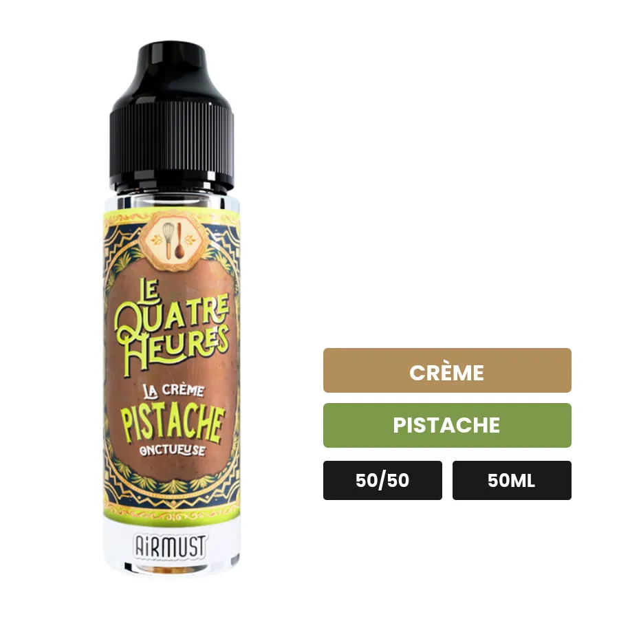 E-liquide La Crème Pistache Onctueuse d'Airmust, 50 ml, saveurs crème et pistache.