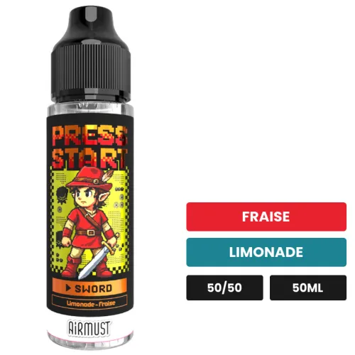 E-liquide Sword d'Airmust, 50 ml, saveurs fraise et limonade.