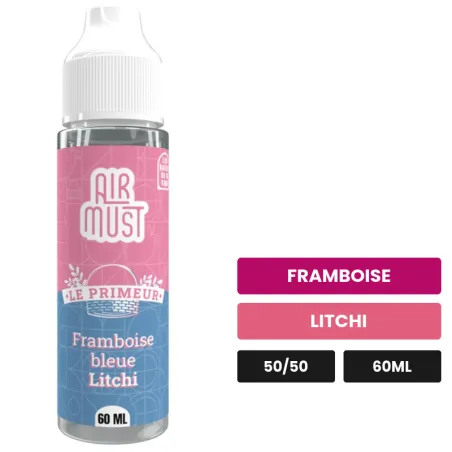 E-liquide Framboise Bleue Litchi d'Airmust, 60 ml, saveurs framboise et litchi.